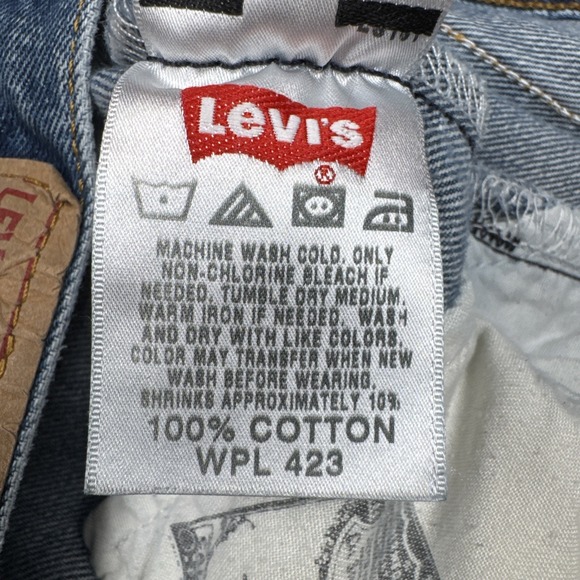 Vintage Levis 501 Jeans Mens 34x28 Blue Washout Work Pants Button Fly (Tag36x31) - Picture 9 of 13